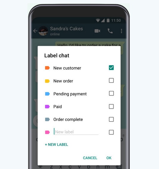 una imagen mostrando WhatsApp Business en acción