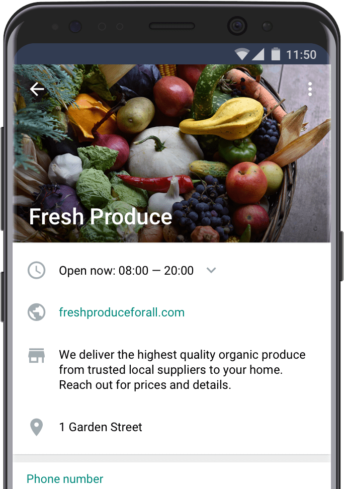 Un ejemplo de un perfil de empresa con WhatsApp Business.