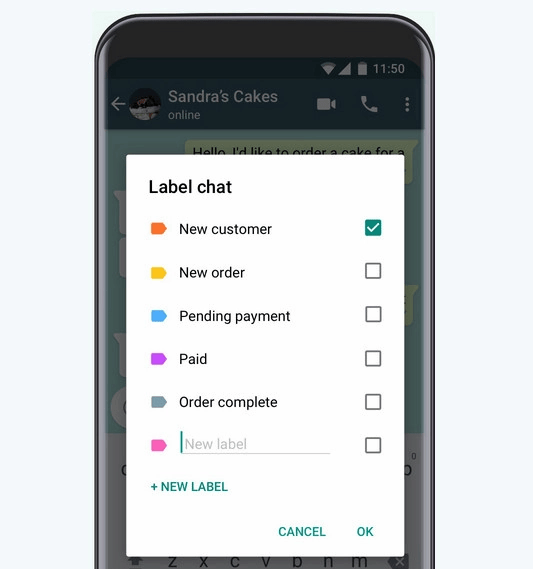 List of custom labels businesses can have in WhatsApp
