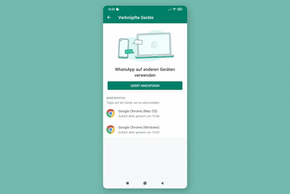 Screenshot von WhatsApp Business App