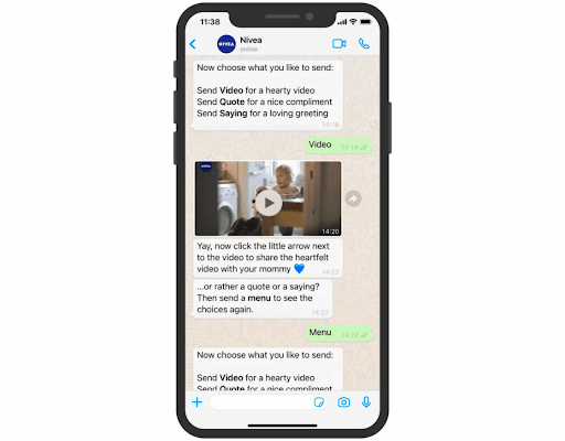 Phone with a WhatsApp-Campaign from Nivea