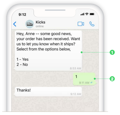 Bild einer WhatsApp Unterhaltung mit Kicks