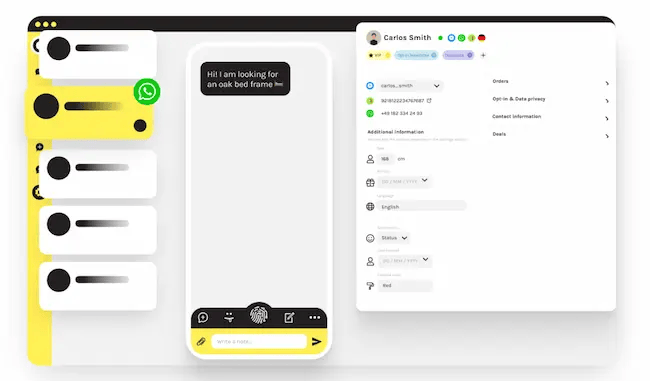 Posteingang von Charles WhatsApp Business Platform