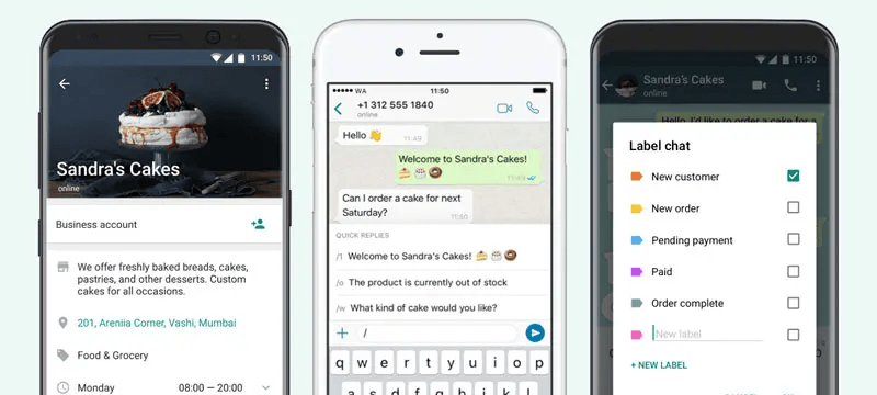 Screenshot von WhatsApp Business Label.