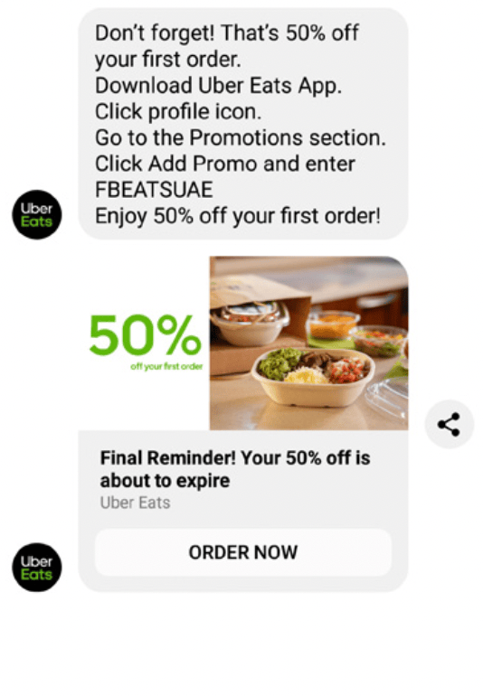 Screenshot of Uber Eats ad
