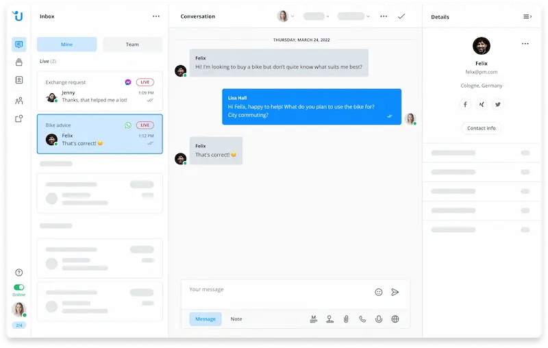 Überblick über das Userlike Message Center