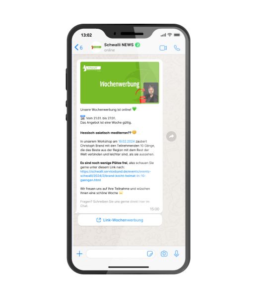 Bild des WhatsApp-Newsletters von Schwalli