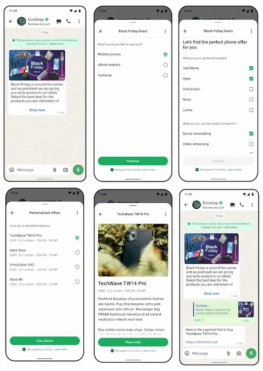 Beispiel für eine Black-Friday-Kampagne mit WhatsApp Flows