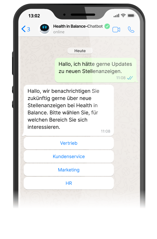 Bild eines Bewerbungs-Newsletters mit Abfrage
