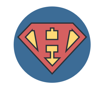 Superhelden-Zeichen mit H für HR als Emblem