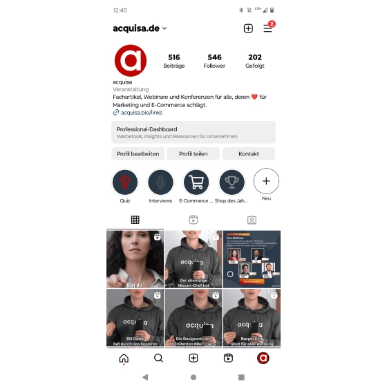 Instagram-Account von Acquisa