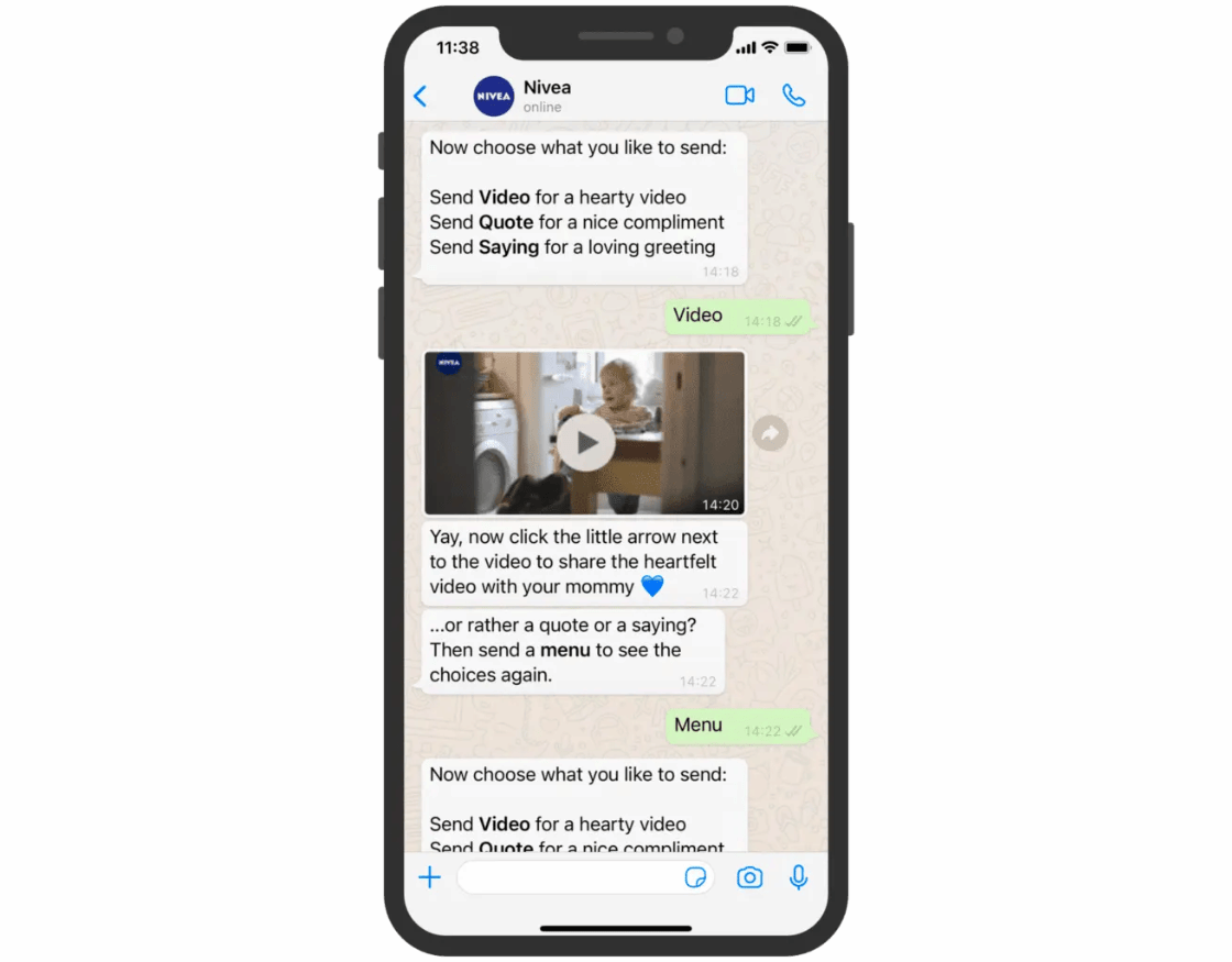 WhatsApp Newsletter Kampagne von Nivea