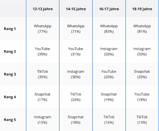 Balkendiagramm zeigt beliebteste Funktionen von WhatsApp