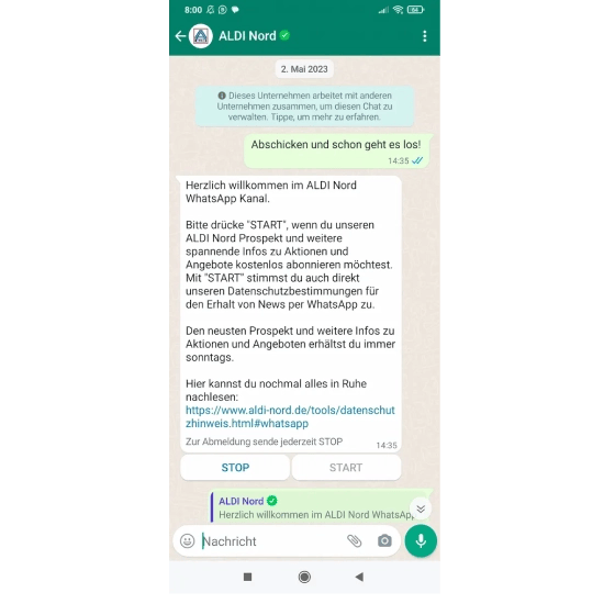 Whatsapp-Prospekt-Beispiel von Aldi