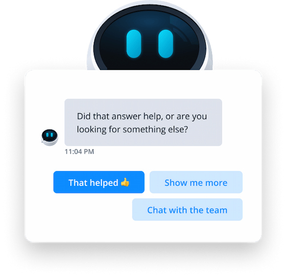 Chatbot hovering over feedback speech bubble
