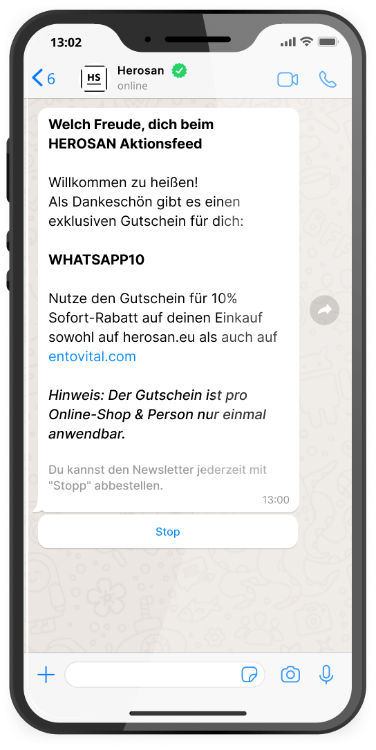 Bild des WhatsApp-Newsletters von Herosan