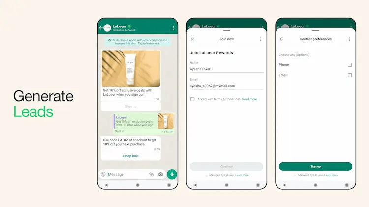 Beispiel für die Leadgenerierung mit WhatsApp Flows