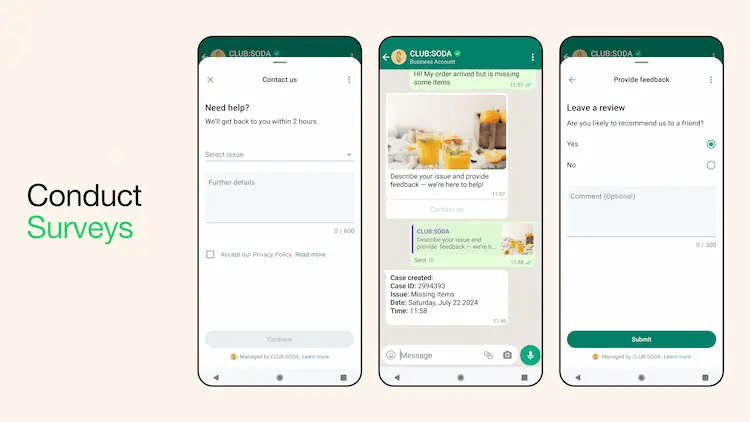 Beispiel für Umfragen mit WhatsApp Flows