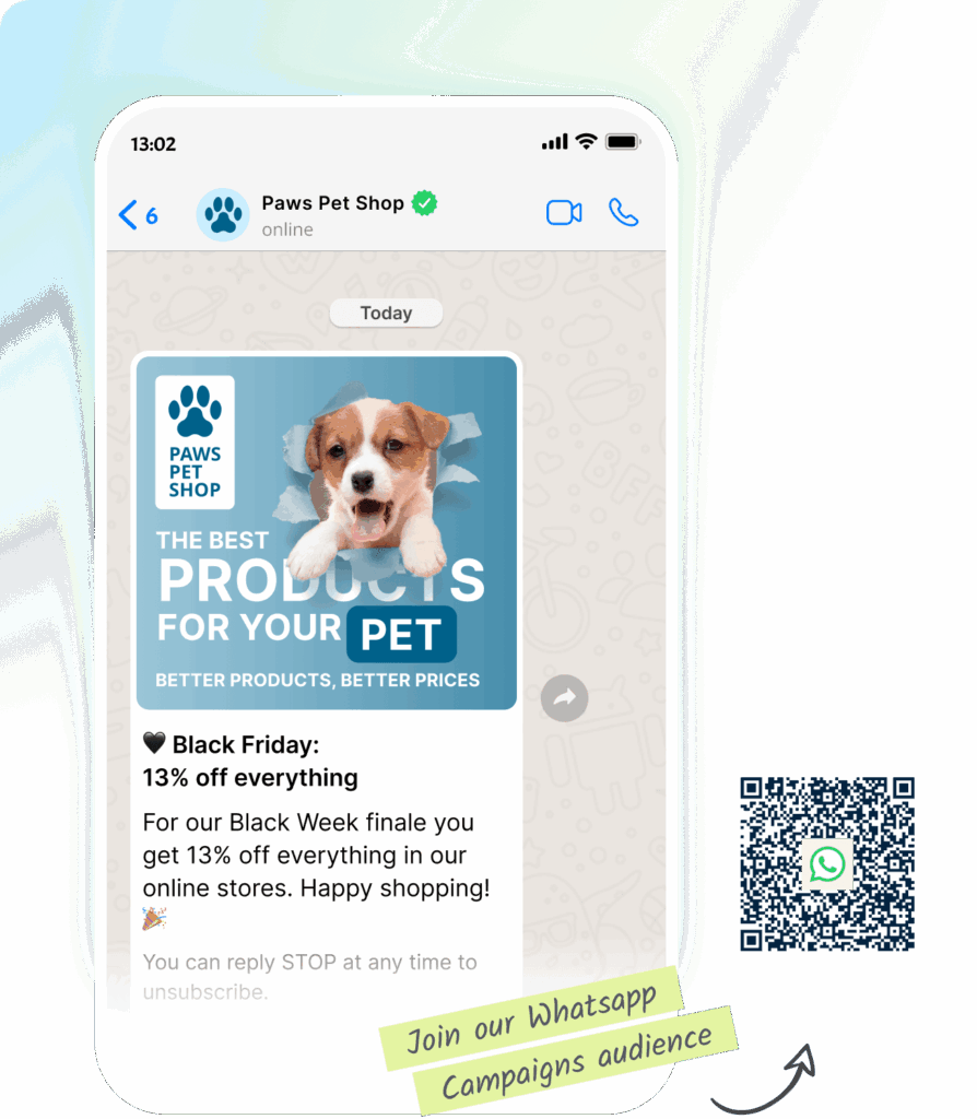 Beispiel einer WhatsApp-Kampagne eines Zoofachgeschäfts.