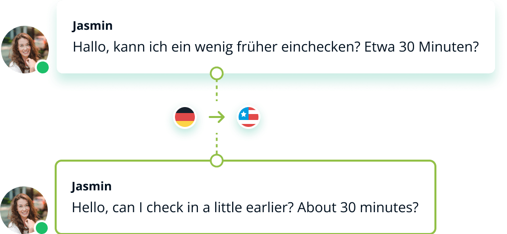 Illustration montrant un message en allemand et sa version anglaise.