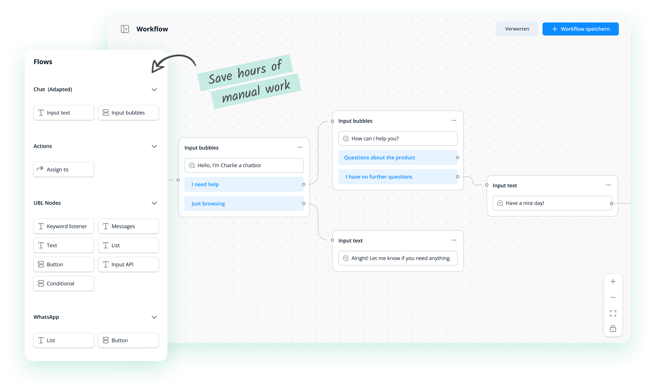 Interface du créateur de workflows.