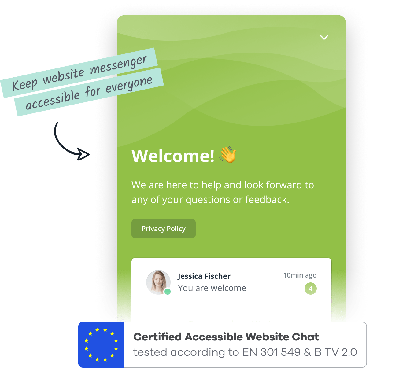 Website Messenger with accessibility functions.