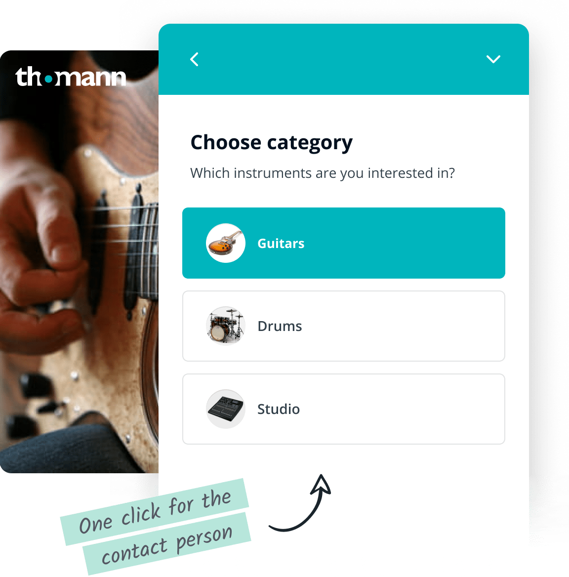 Website Messenger mit Auswahlmenü für verschiedene Interessen.