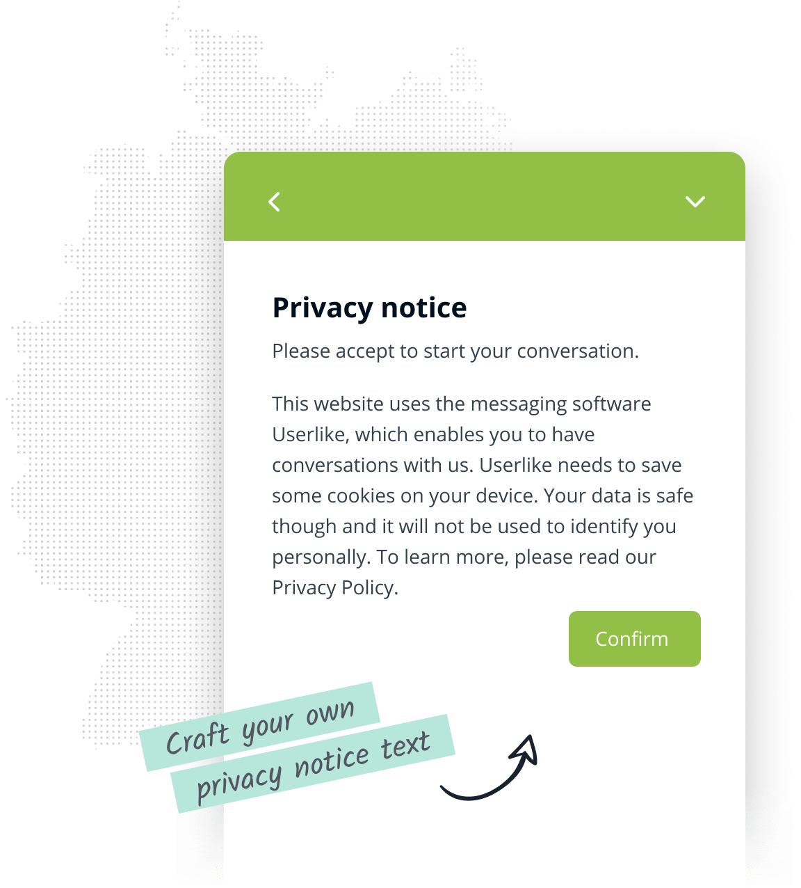 Website Messenger mit Datenschutzerklärung.