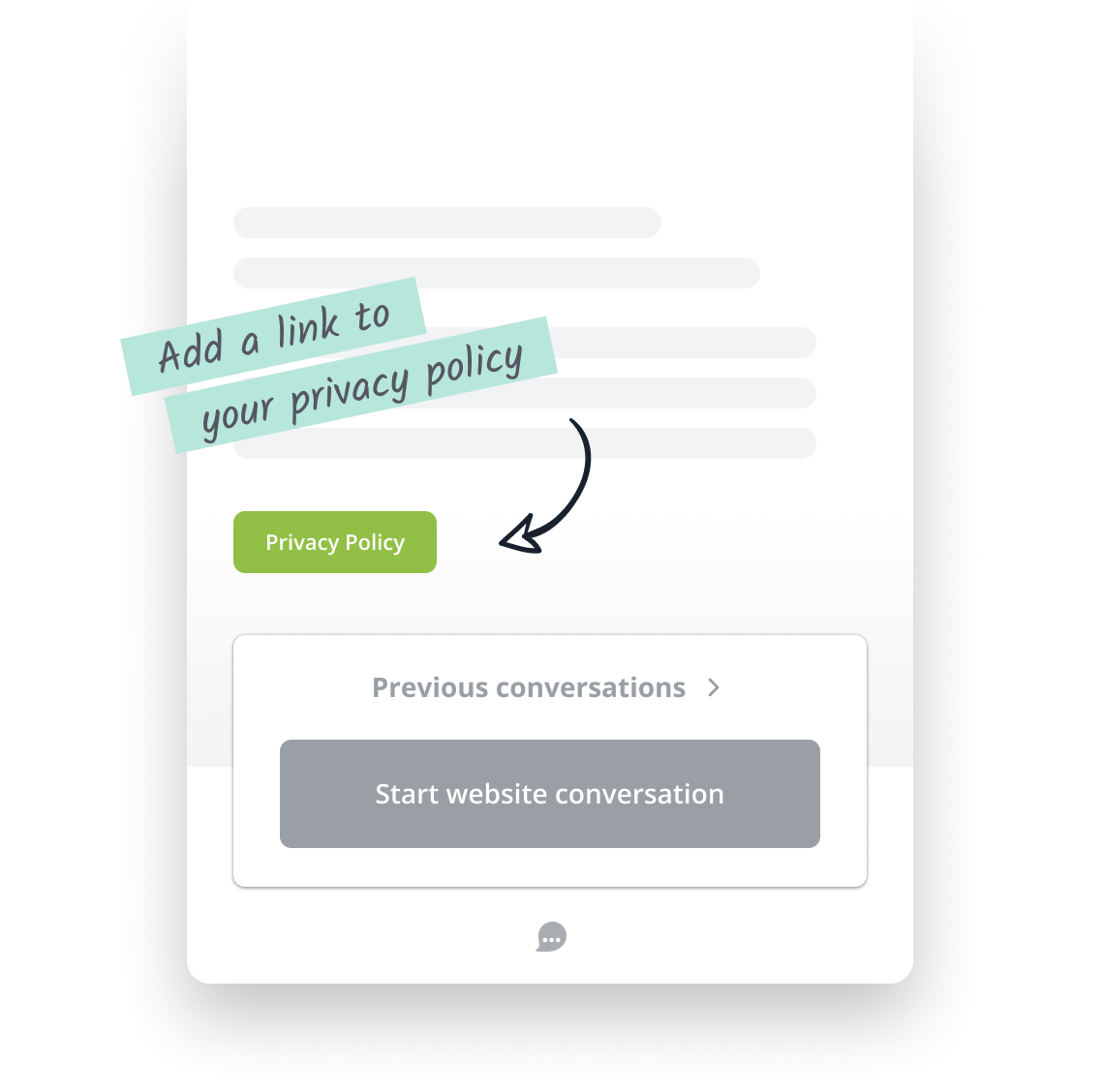 Website Messenger with the link to privacy policy highlighted.