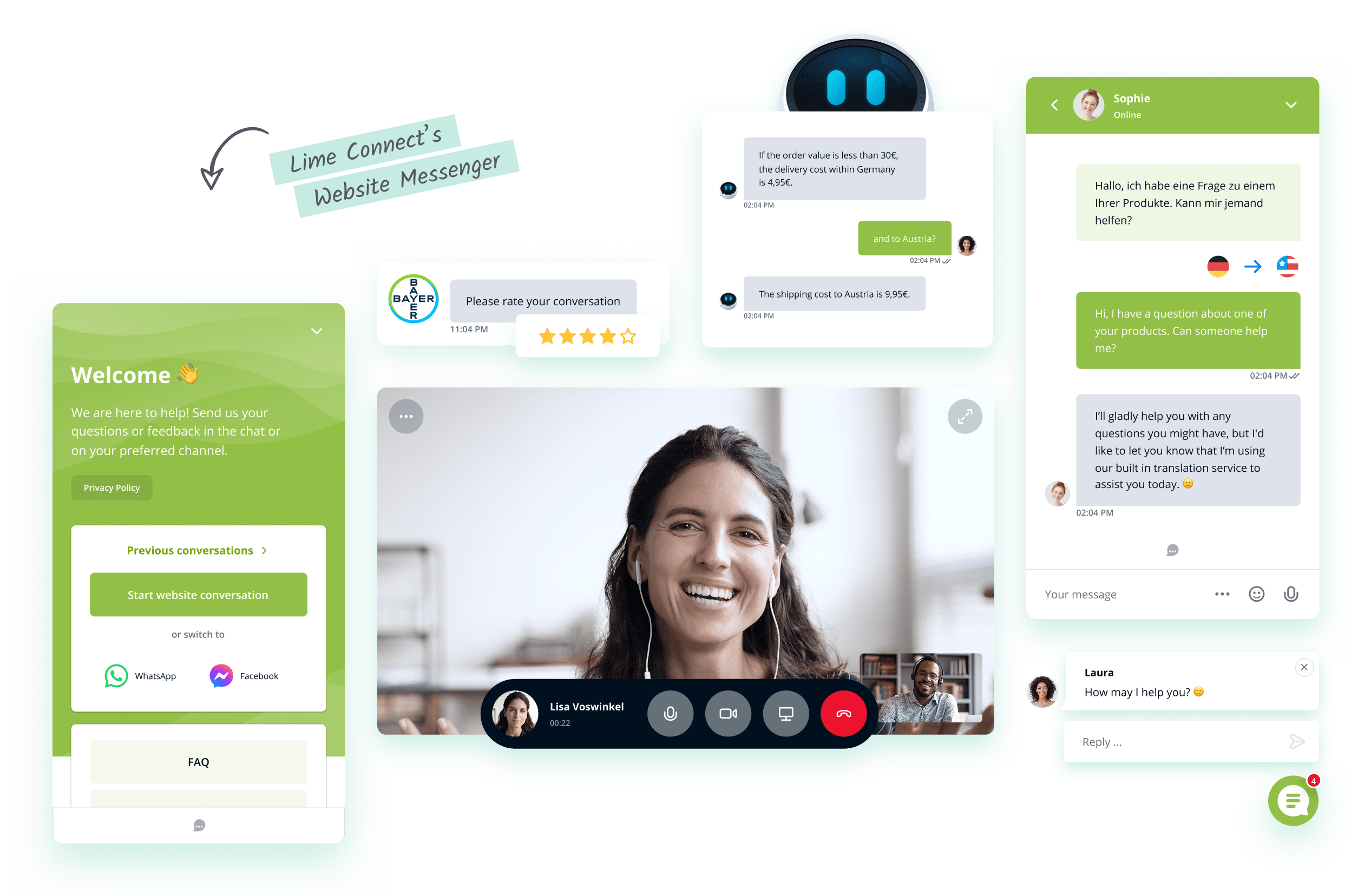 Lime Connect Website-Widget mit Kundenchat.