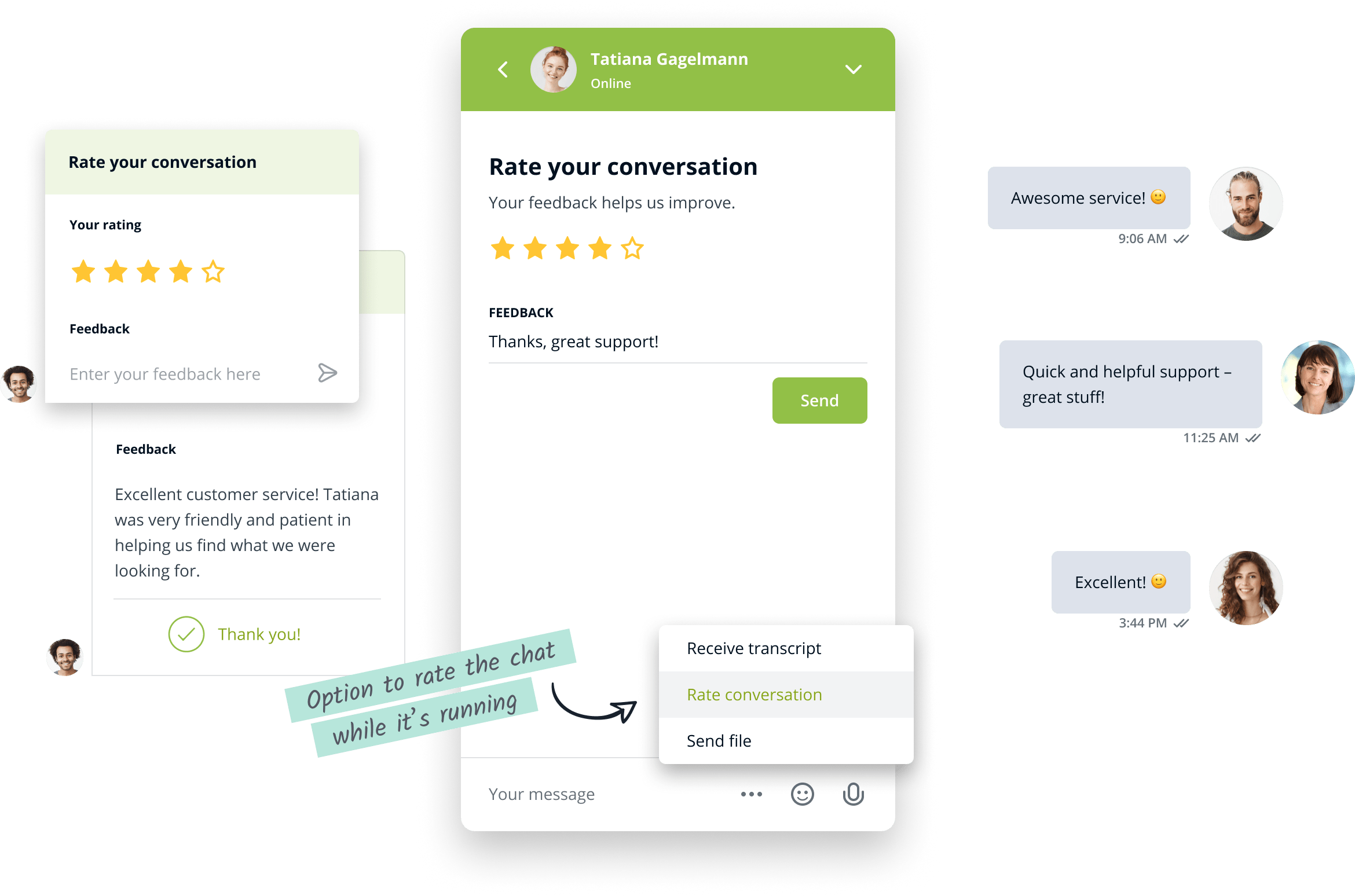 Website Messenger with post chat support survey.