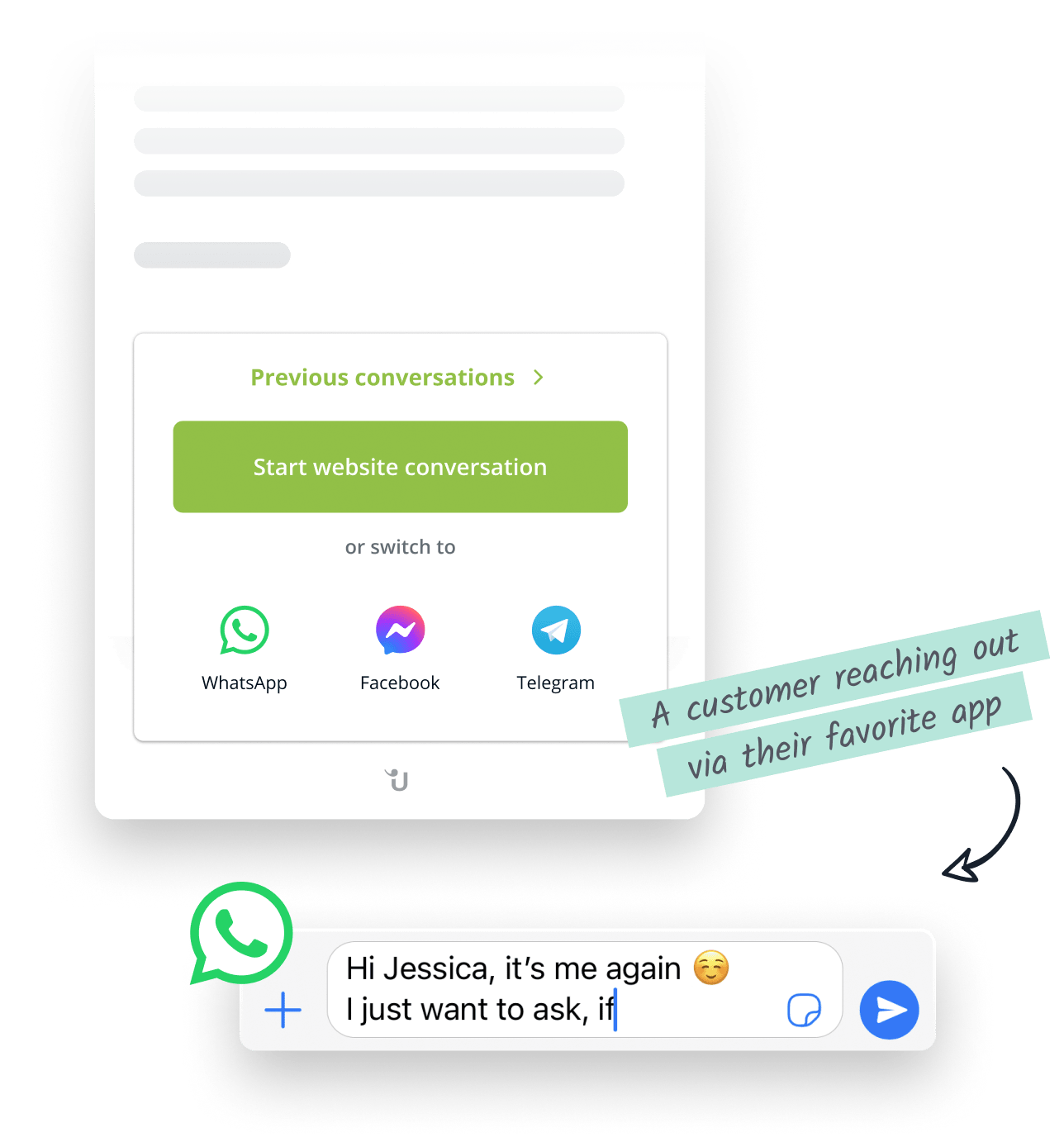 Proaktives Chatfenster mit Chat-Button.