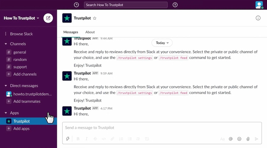 Lime Connect live chat integration interface screenshot showing how to connect to Telegram, receive and reply to direct messages from Slack, and select channels to get started.