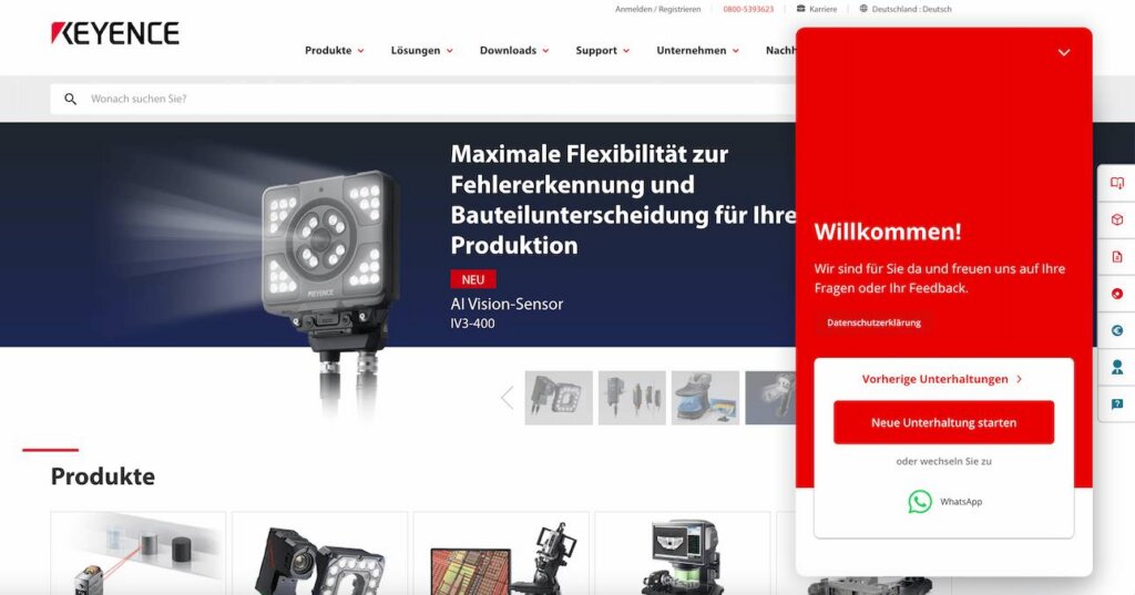 Live chat interface on a website, with a red pop-up window offering assistance.