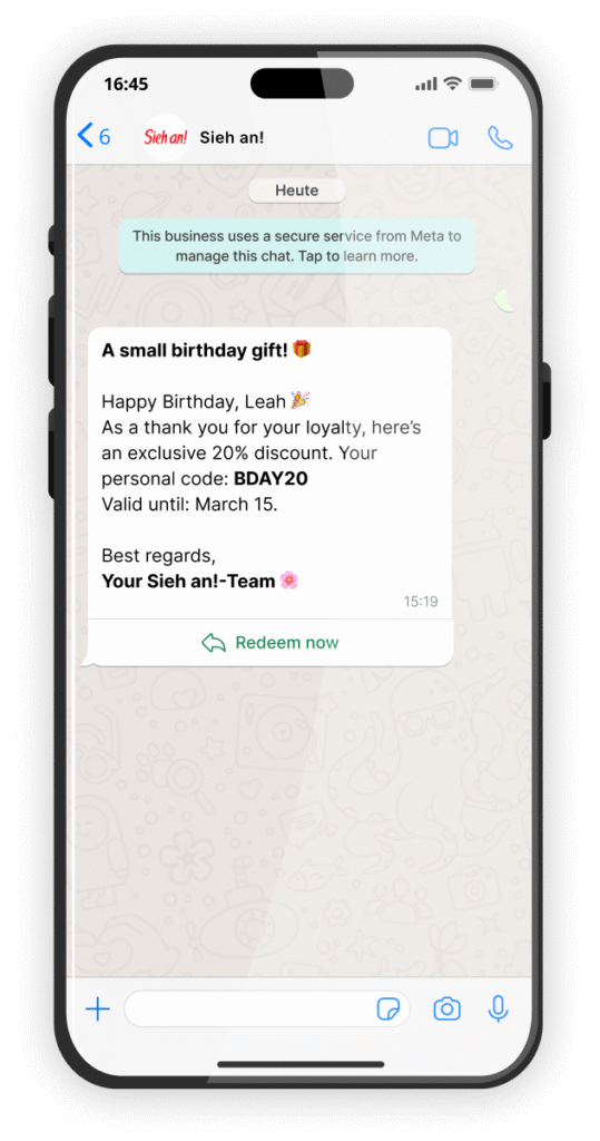 a smartphone displaying a live chat interface on its screen.