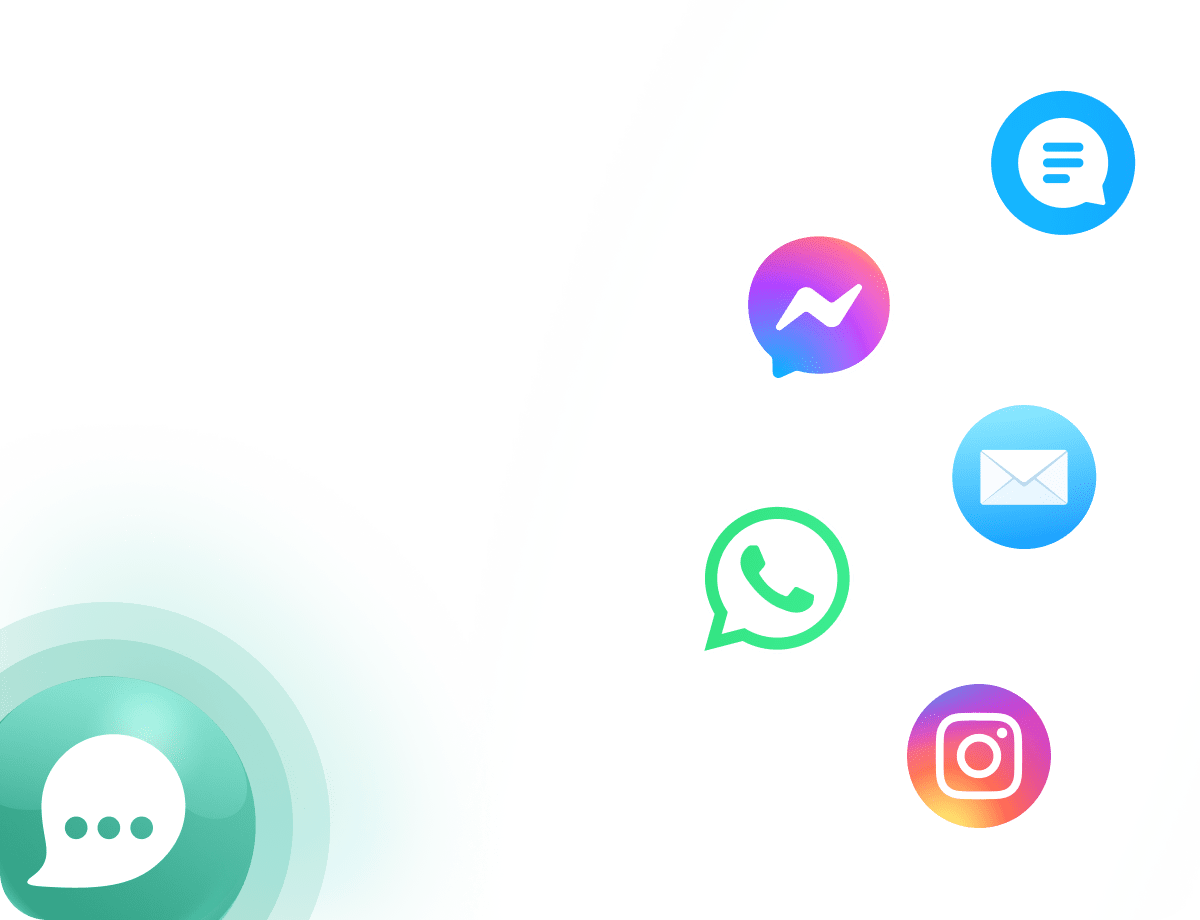 chat icons on a white background, including whatsapp, instagram and other messaging app logos.