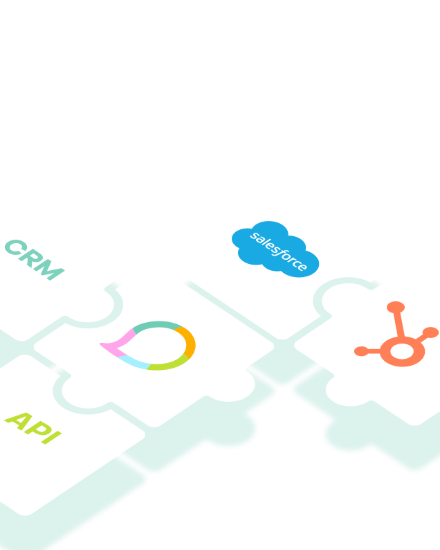 puzzle pieces with CRM, API, and cloud icons