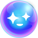 A blue and pink gradient circular emoji with closed eyes and a slight smile, conveying a sense of sleepiness or drowsiness.