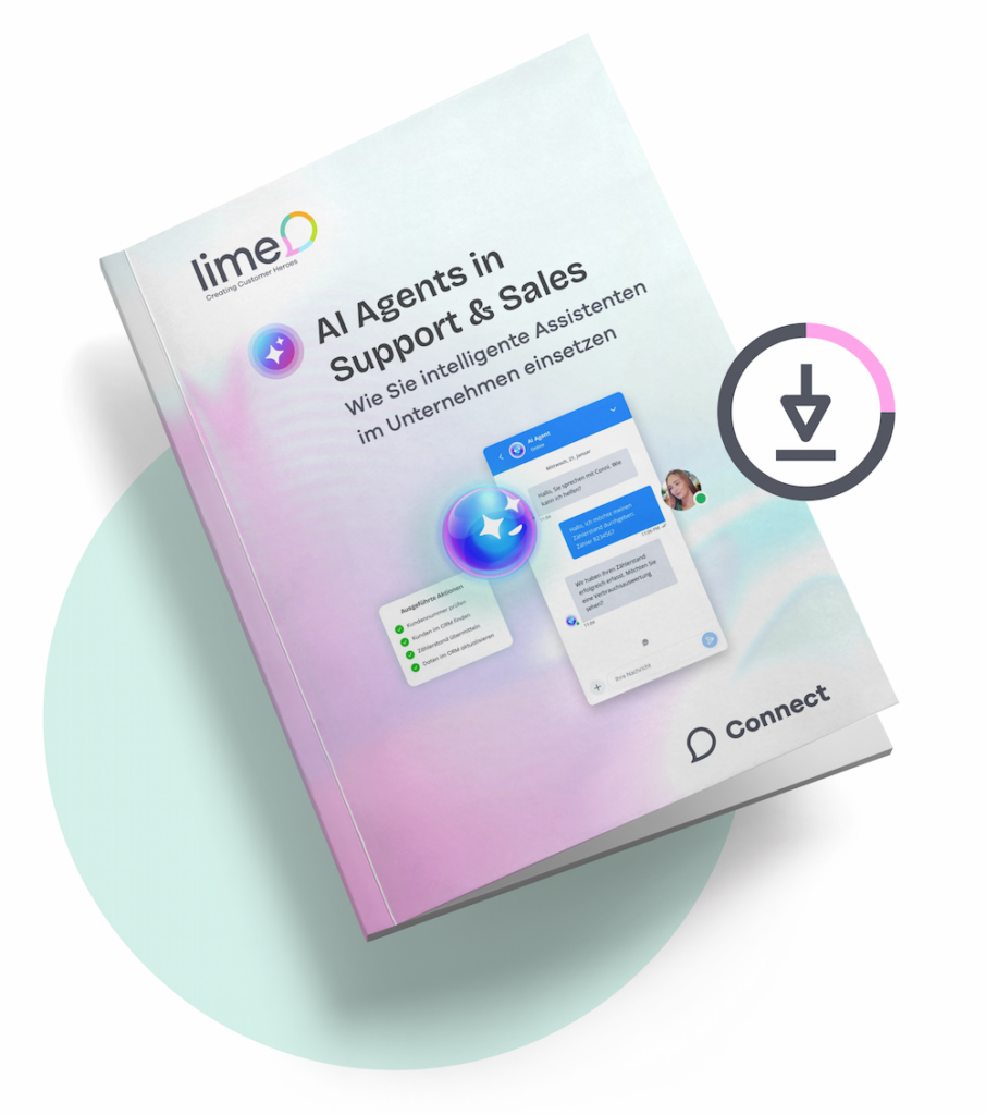 A guide to AI agents in support and sales, with a chat interface on the cover, highlighting the use of AI in customer communication.