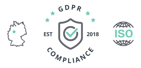 GDPR compliance and ISO certified, security badges