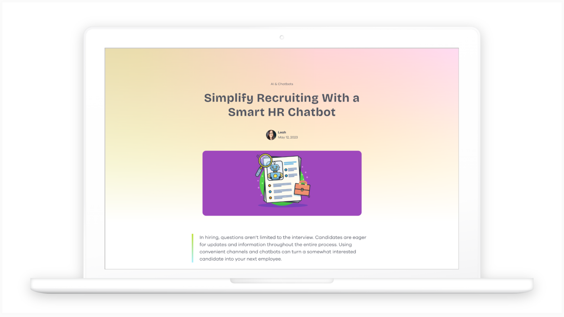 Make recruiting simple with a smart HR chatbot - Lime Connect