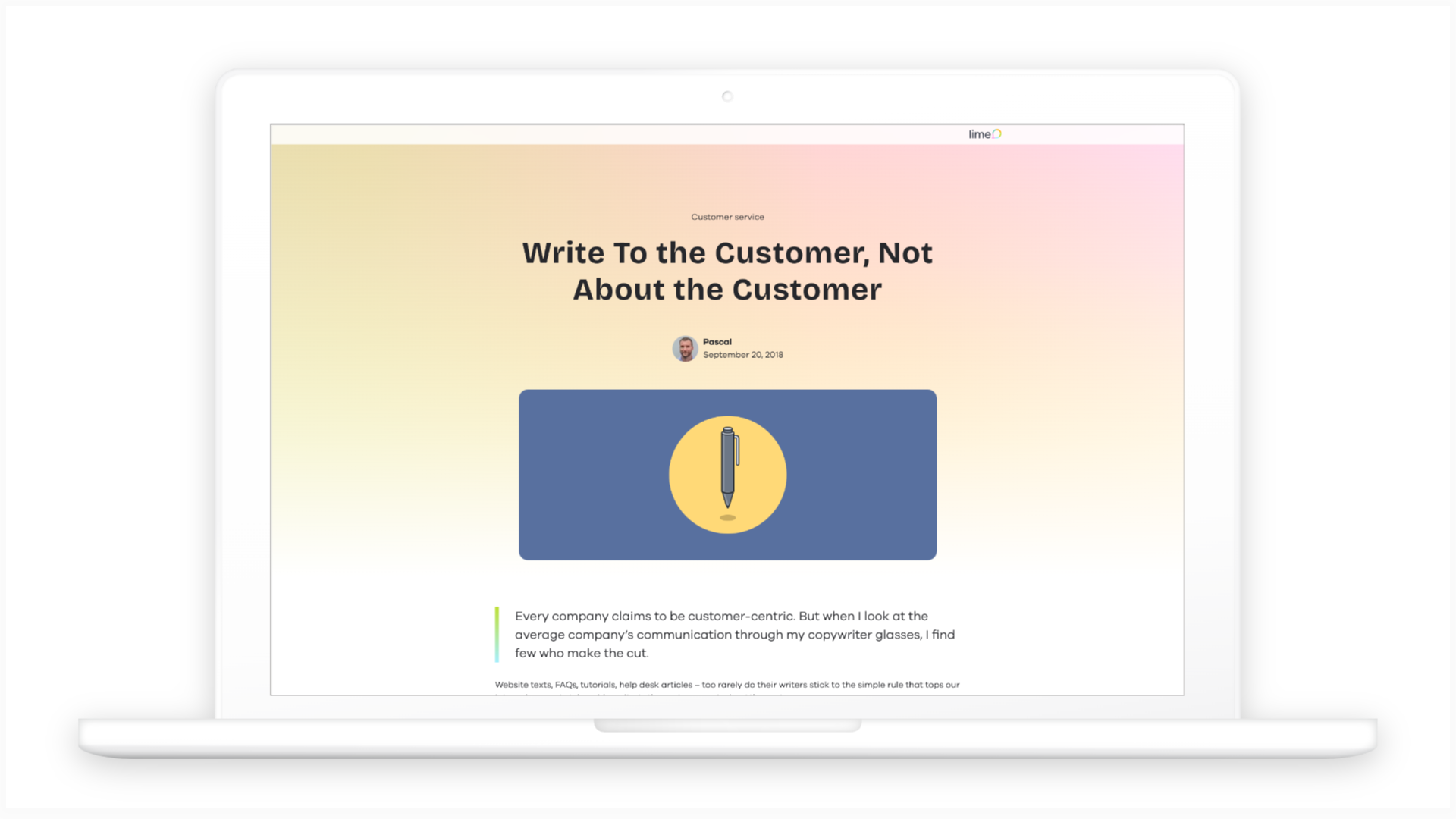 How to write to the customer - Lime Connect