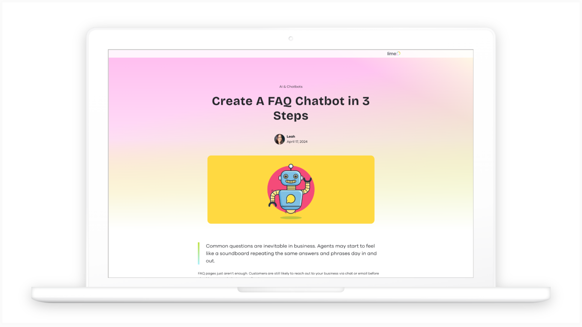 3 steps to creating an FAQ Chatbot - Lime Connect
