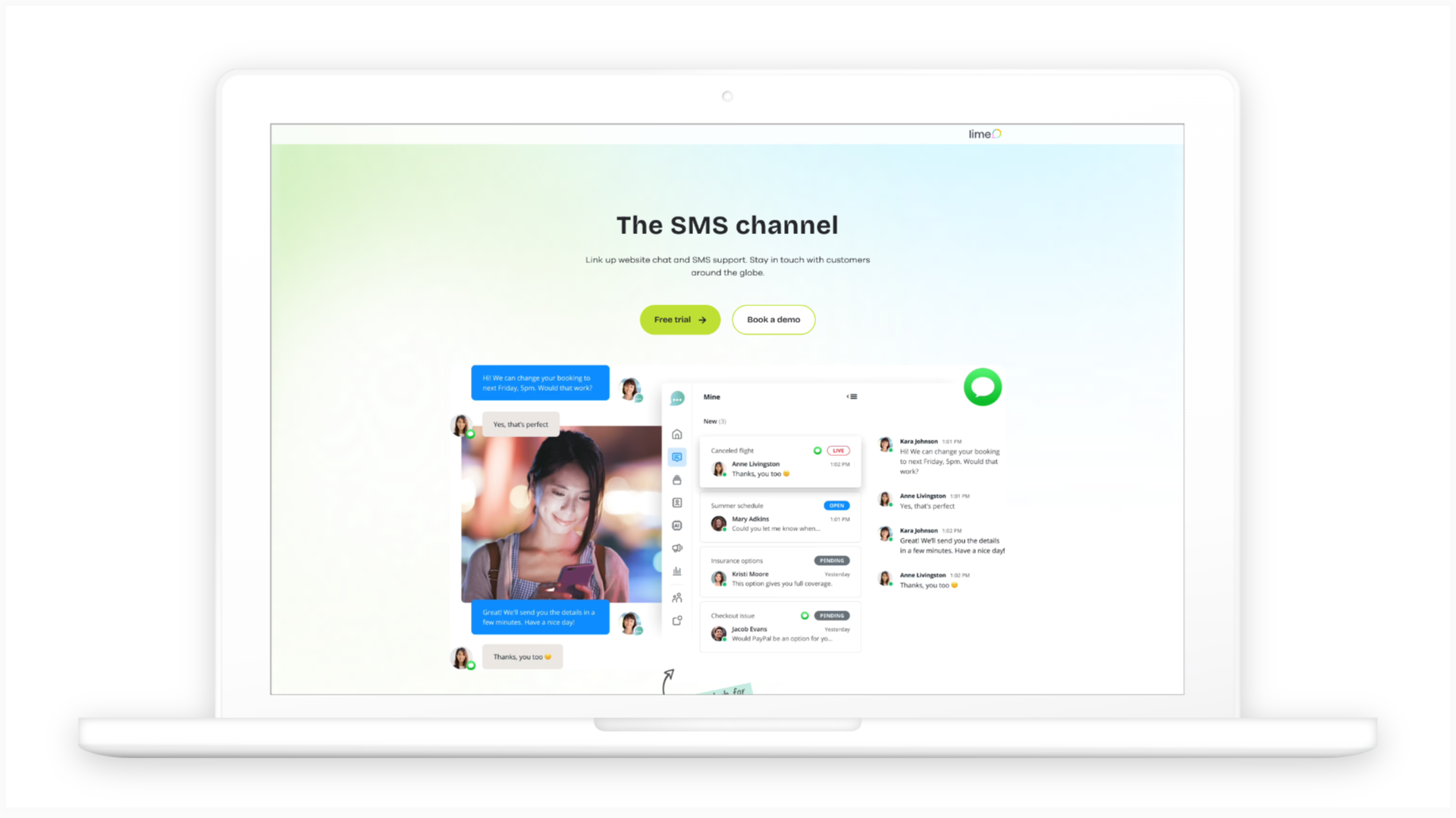 Link up website chat and SMS support - Lime Connect (ex Userlike)